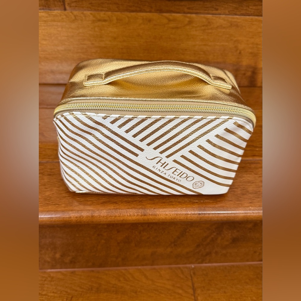 NEW Shiseido Ginza Tokyo Makeup Bag Gold & White